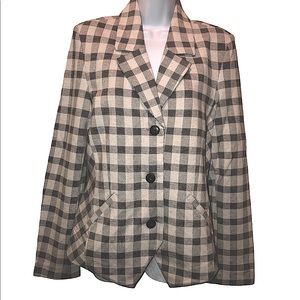 CAbi Black and Cream Plaid Blazer